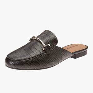 NWT unopened package Amazon essentials black crocodile print mules